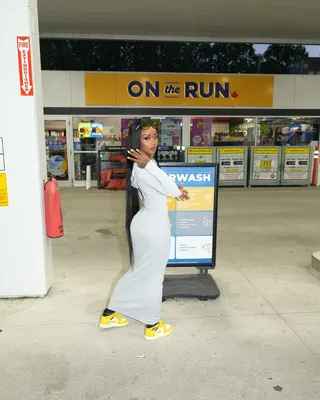 Shortiie Raw, white maxi, gas station